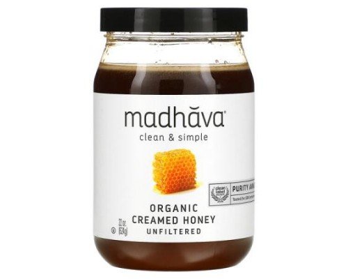Madhava, Clean & Simple, Organic Creamed Honey, Unfiltered, 22 oz (624 g)