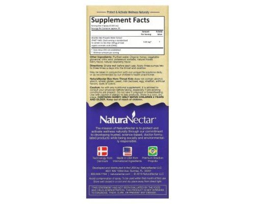 NaturaNectar, Bee Hero Throat Kids, Natural Propolis Spray, Berry Blast, 5 mg, 30 ml