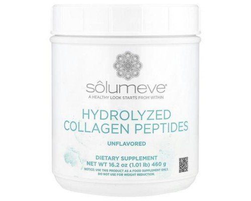 Solumeve, Hydrolyzed Collagen Peptides Powder, Unflavored , 1.01 lb (460 g)