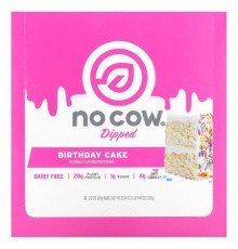 No Cow, Dipped Protein Bar, Birthday Cake, 12 Bars, 2.12 oz (60 g) Each