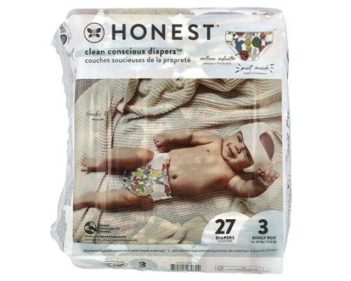 The Honest Company, Clean Conscious Diapers™, Size 3, 16-28 lbs, Cactus Cuties, 27 Diapers