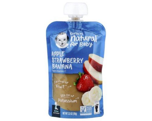 Gerber, Natural for Baby, 2nd Foods®, Apple, Strawberry, Banana, 3.5 oz (99 g)