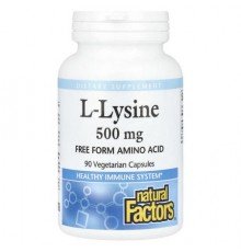 Natural Factors, L-Lysine, 500 mg, 90 Vegetarian Capsules
