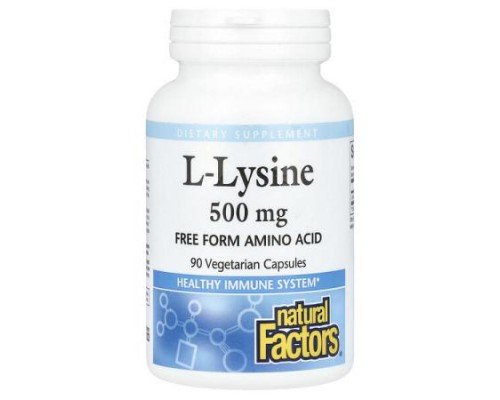 Natural Factors, L-Lysine, 500 mg, 90 Vegetarian Capsules