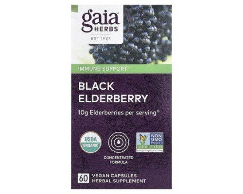 Gaia Herbs, Black Elderberry, 60 Vegan Capsules