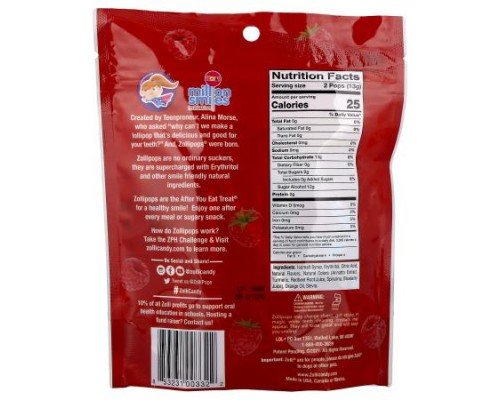 Zollipops, The Clean Teeth Pops®, Red Raspberry, 3.1 oz