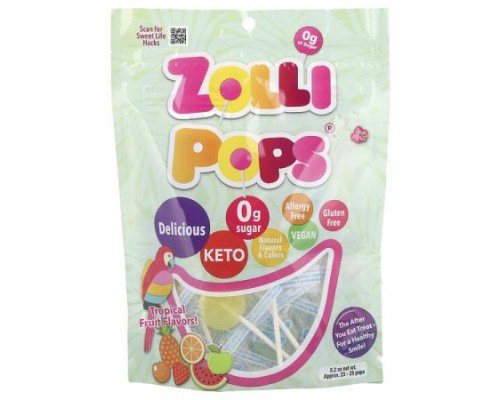 Zollipops, The Clean Teeth Pops, Tropical Fruit, Approx. 23-25 Pops, 5.2 oz