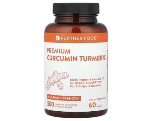 Further Food, Premium Curcumin Turmeric, Maximum Strength, 500 mg, 60 Capsules