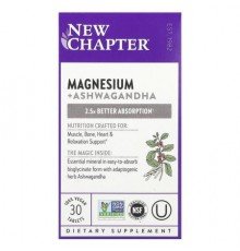 New Chapter, Magnesium + Ashwagandha, 30 Vegan Tablets
