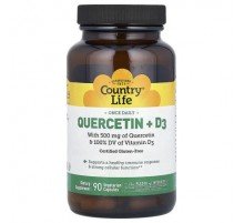 Country Life, Quercetin + D3, 90 Vegetarian Capsules
