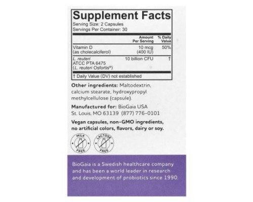 BioGaia, Osfortis with Vitamin D, 60 Probiotic Capsules