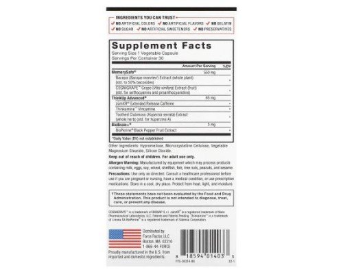 Force Factor, Forebrain, 30 Vegetable Capsules
