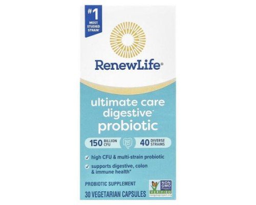 Renew Life, Ultimate Care Digestive Probiotic, 150 Billion CFU, 30 Vegetarian Capsules