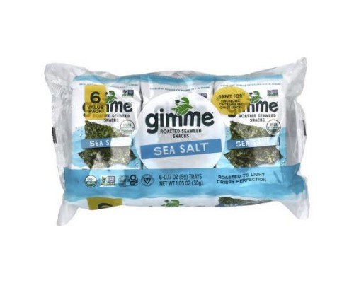 gimMe, Roasted Seaweed Snacks, Sea Salt, 6 Pack, 0.17 oz (5 g) Each