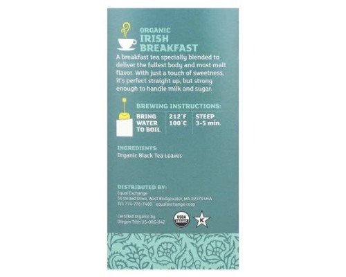 Equal Exchange, Organic Irish Breakfast, Black Tea, 20 Tea Bags, 1.41 oz (40 g)