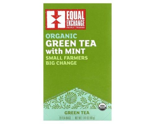 Equal Exchange, Organic Green Tea With Mint, 20 Tea Bags, 1.41 oz (40 g)