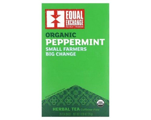 Equal Exchange, Organic Peppermint, Herbal Tea, Caffeine Free, 20 Tea Bags, 0.99 oz (28 g)