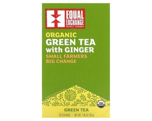 Equal Exchange, Organic Green Tea with Ginger, 20 Tea Bags, 1.05 oz (30 g)