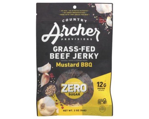 Country Archer Jerky, Grass-Fed Beef Jerky, Mustard BBQ, 2 oz (56 g)