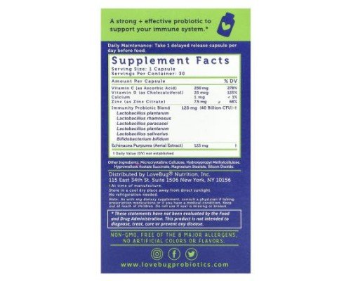 LoveBug Probiotics, Immune Support Probiotic™, Daily Probiotic, 40 Billion CFU, 30 Count