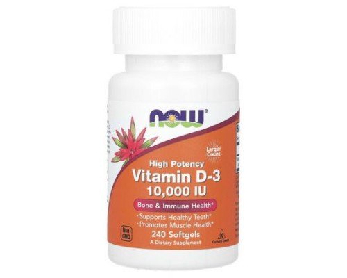 NOW Foods, Vitamin D-3, High Potency, 10,000 IU, 240 Softgels