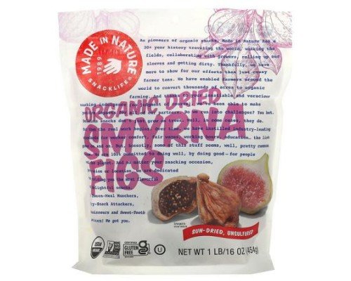 Made in Nature, Organic Dried Smyrna Figs, Sun-Dried, Unsulfured, 1 lb (454 g)