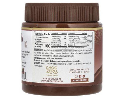 ChocZero, Milk Cocoa Hazelnut Spread, 12 oz (340 g)