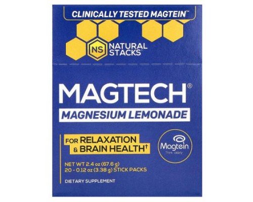Natural Stacks, MagTech, Magnesium, Lemonade, 20 Stick Packs, 0.12 oz (3.38 g) Each