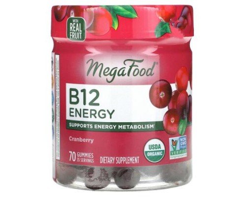 MegaFood, B12 Energy, Cranberry, 70 Gummies