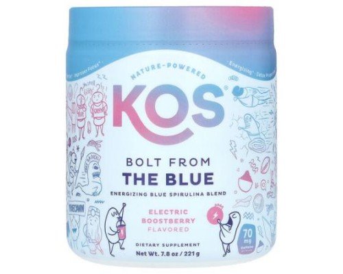 KOS, Bolt From The Blue, Energizing Blue Spirulina Blend, Electric Boostberry, 7.8 oz (221 g)