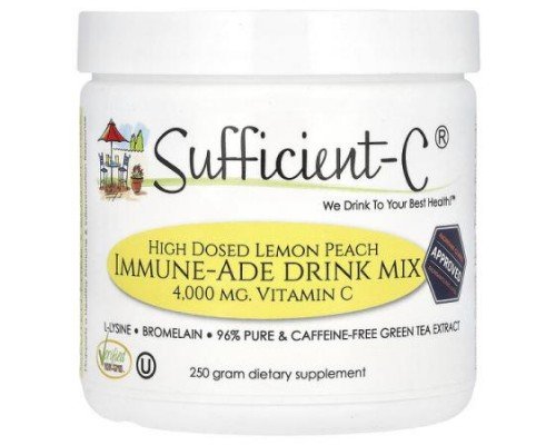 Sufficient C, High Dosed Immune-Ade Drink Mix, Lemon Peach, 250 g