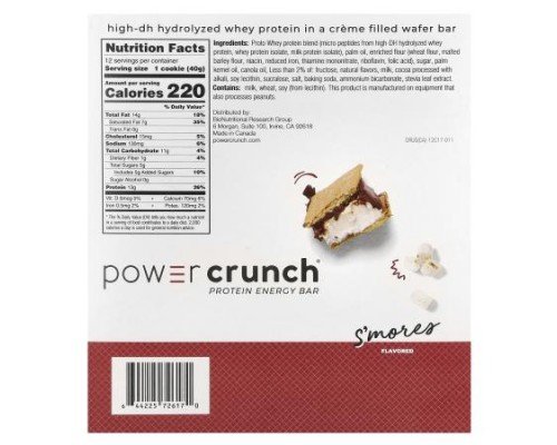 BNRG, Power Crunch® Protein Energy Bar, S'mores, 12 Bars, 1.4 oz (40 g) Each