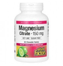 Natural Factors, Magnesium Citrate, Key Lime, 150 mg, 60 Chewable Tablets