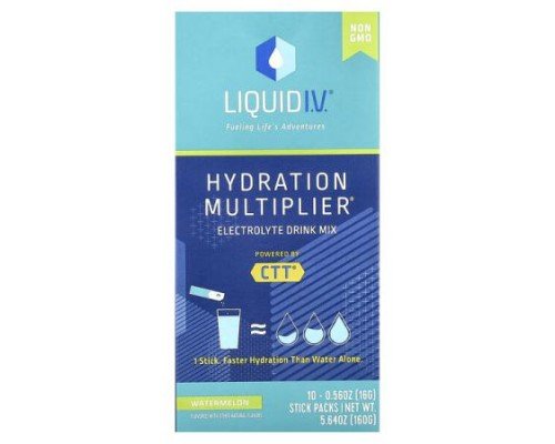Liquid I.V., Hydration Multiplier®, Electrolyte Drink Mix, Watermelon, 10 Stick Packs, 0.56 oz (16 g) Each