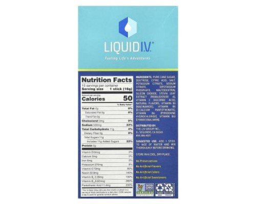 Liquid I.V., Hydration Multiplier®, Electrolyte Drink Mix, Watermelon, 10 Stick Packs, 0.56 oz (16 g) Each