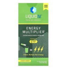 Liquid I.V., Energy Multiplier, Supercharged Energy Drink Mix, Lemon Ginger, 10 Stick Packs, 0.45 oz (13 g) Each