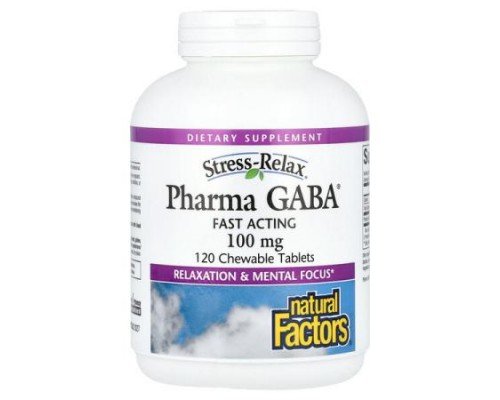 Natural Factors, Stress-Relax®, Pharma GABA®, 100 mg, 120 Chewable Tablets
