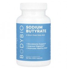 BodyBio, Sodium Butyrate, 100 Non-GMO Capsules