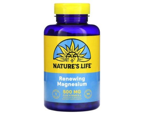 Nature's Life, Renewing Magnesium, 500 mg, 180 VegCaps