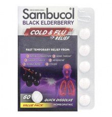 Sambucol, Black Elderberry, Cold & Flu Relief, 60 Tablets