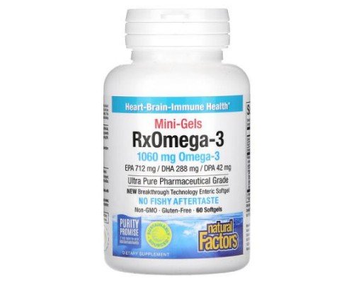 Natural Factors, RxOmega-3 Mini-Gels, 60 Softgels (530 mg per Softgel)