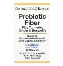 California Gold Nutrition, Prebiotic Fiber Plus Turmeric Extract, Organic Ginger Extract and Boswellia Extract , 30 Packets, 0.22 oz (6.3 g) Each