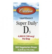 Carlson, Super Daily® D3, 100 mcg (4,000 IU), 0.35 fl oz (10.3 ml)