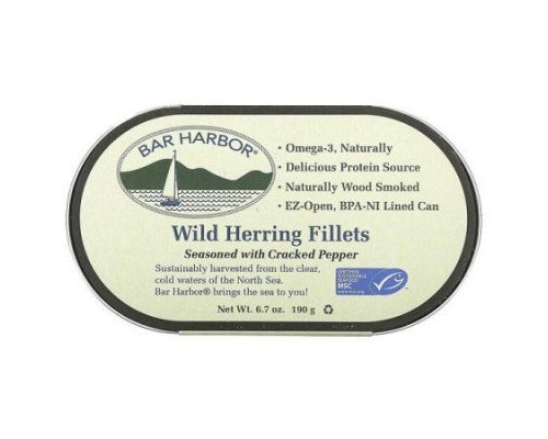 Bar Harbor, Wild Herring Fillets, Seasoned with Cracked Pepper, 6.7 oz (190 g)