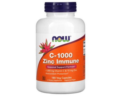 NOW Foods, C-1000 Zinc Immune , 180 Veg Capsules