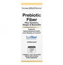 California Gold Nutrition, Prebiotic Fiber Plus Turmeric Extract, Organic Ginger Extract and Boswellia Extract , 3 Packets, 0.22 oz (6.3 g) Each