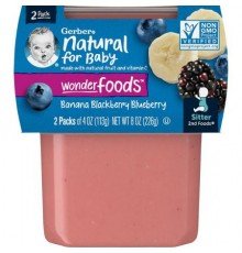 Gerber, Natural for Baby, Wonder Foods™, 2nd Foods®, Banana, Blackberry, Blueberry, 2 Pack, 4 oz (113 g) Each