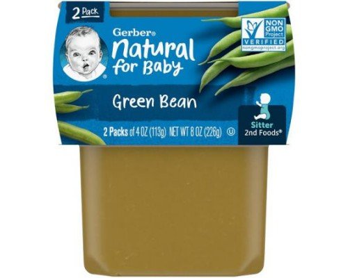 Gerber, Natural for Baby, 2nd Foods®, Green Bean, 2 Pack, 4 oz (113 g) Each