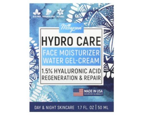 MaryAnn Organics, Hydro Care, Face Moisturizer Water Gel-Cream, 1.7 fl oz (50 ml)