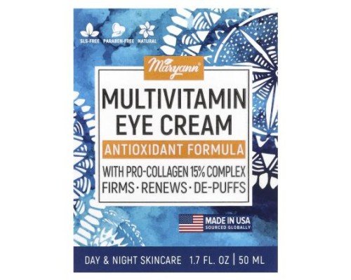 MaryAnn Organics, Multivitamin Eye Cream, Antioxidant Formula , 1.7 fl oz (50 ml)